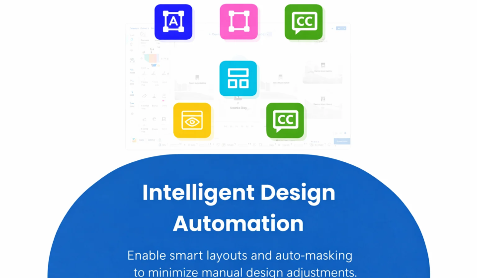 Intelligent Design Automation for print workflow with smart layouts and auto masking