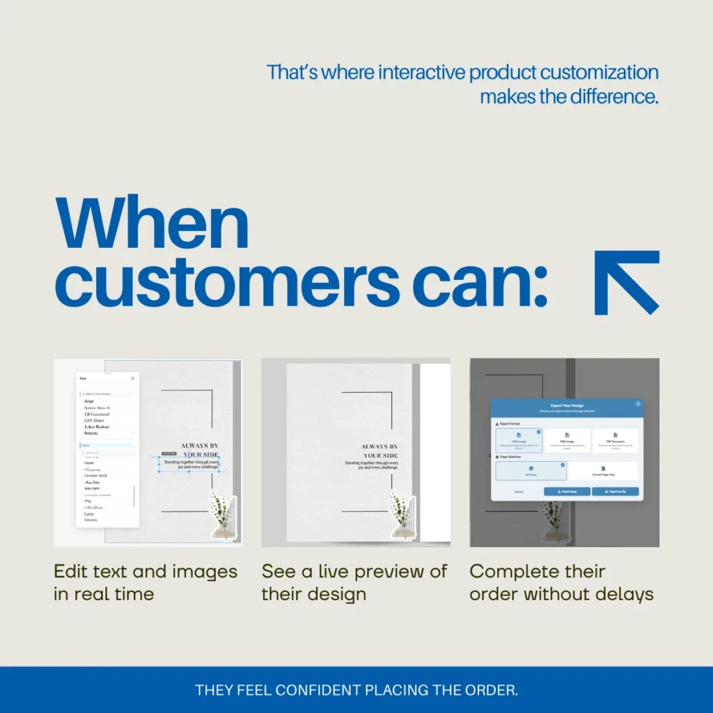 Interactive product customization showing real-time design and live preview