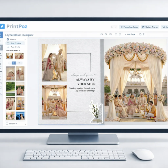 Interactive product customization in a web-to-print album editor with real-time design preview