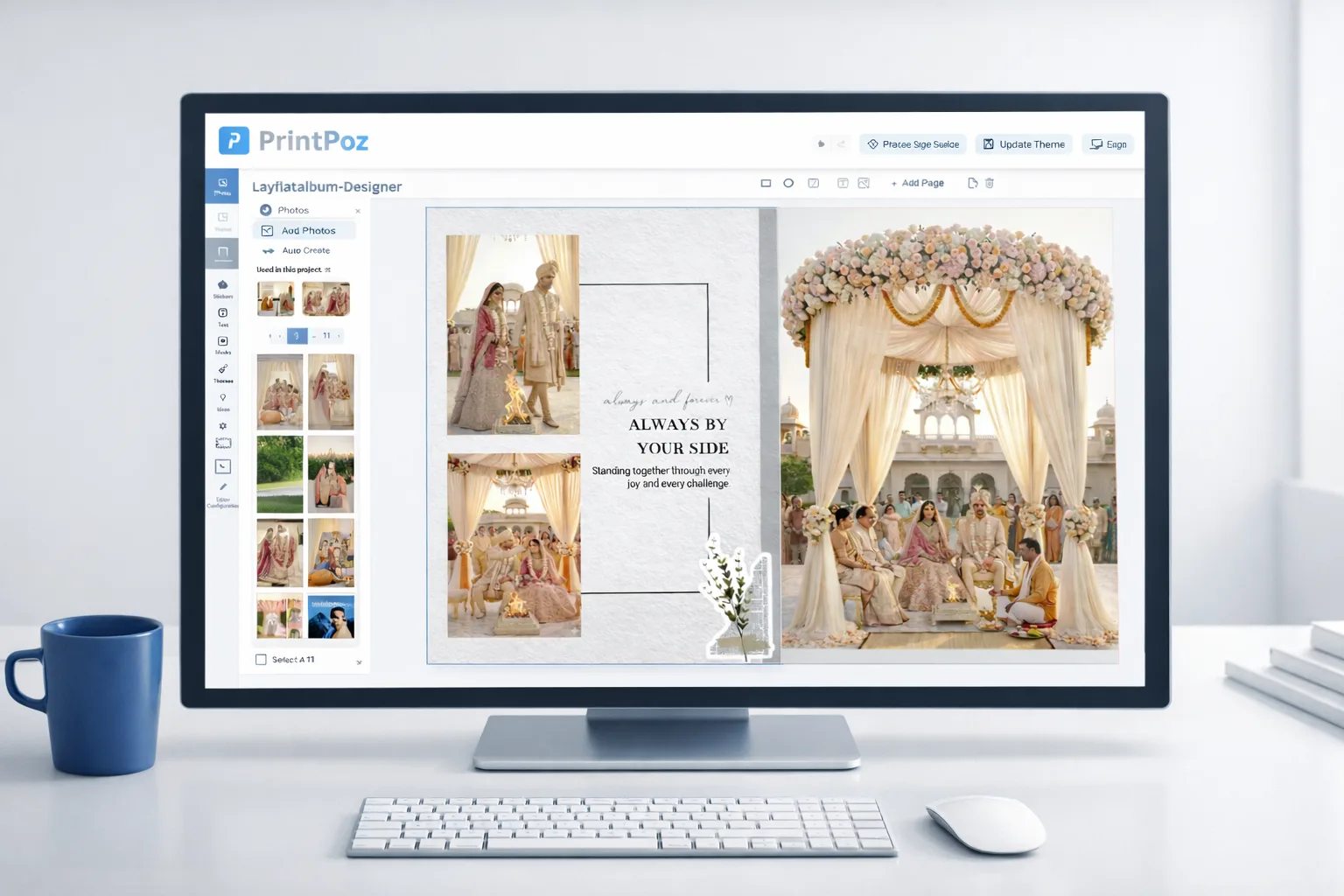 Interactive product customization in a web-to-print album editor with real-time design preview